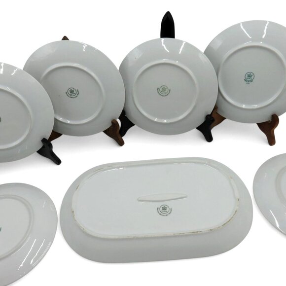 German Democratic Republic KAHLA Cheese and Wine PLATE Set 7 Piece Porcelain VTG - Picture 4 of 13